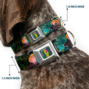 Anna Silhouette Full Color Blues Green Pink Seatbelt Buckle Collar - Anna & Hans/Anna & Kristoff Poses