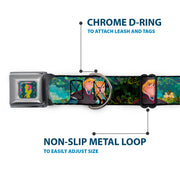 Anna Silhouette Full Color Blues Green Pink Seatbelt Buckle Collar - Anna & Hans/Anna & Kristoff Poses