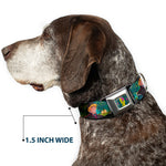 Anna Silhouette Full Color Blues Green Pink Seatbelt Buckle Collar - Anna & Hans/Anna & Kristoff Poses