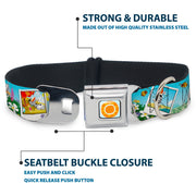 Frozen Sun Full Color Blue/Yellows Seatbelt Buckle Collar - Olaf Summertime Snapshots