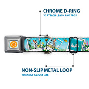 Frozen Sun Full Color Blue/Yellows Seatbelt Buckle Collar - Olaf Summertime Snapshots