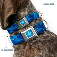 Load image into Gallery viewer, Ariel Daydreaming Full Color Blues Seatbelt Buckle Collar - Ariel Silhouette Poses/Castle Blues

