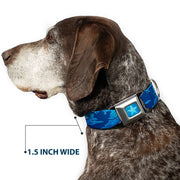 Ariel Daydreaming Full Color Blues Seatbelt Buckle Collar - Ariel Silhouette Poses/Castle Blues
