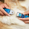 Load image into Gallery viewer, Ariel Daydreaming Full Color Blues Seatbelt Buckle Collar - Ariel Silhouette Poses/Castle Blues
