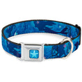 Load image into Gallery viewer, Ariel Daydreaming Full Color Blues Seatbelt Buckle Collar - Ariel Silhouette Poses/Castle Blues
