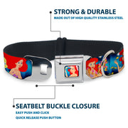 Ariel Daydreaming Full Color Blues Seatbelt Buckle Collar - The Little Mermaid Under the Sea Scenes