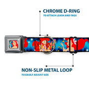 Ariel Daydreaming Full Color Blues Seatbelt Buckle Collar - The Little Mermaid Under the Sea Scenes