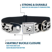 Mickey Standing Full Color White/Black Seatbelt Buckle Collar - Mickey Standing Pose Film Strip White/Black