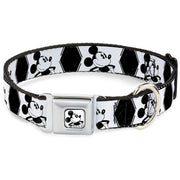 Mickey Standing Full Color White/Black Seatbelt Buckle Collar - Mickey Standing Pose Film Strip White/Black