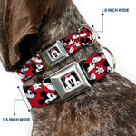 Mickey Mouse Face2 CLOSE-UP Full Color Red Black White Seatbelt Buckle Collar - Mickey Mouse Poses Scattered Red/Black/White