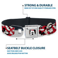 Load image into Gallery viewer, Mickey Mouse Face2 CLOSE-UP Full Color Red Black White Seatbelt Buckle Collar - Mickey Mouse Poses Scattered Red/Black/White
