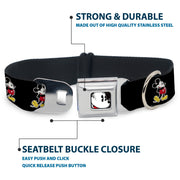 Classic Mickey Mouse Face CLOSE-UP Full Color Seatbelt Buckle Collar - Classic Mickey Mouse Pose Black