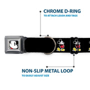 Classic Mickey Mouse Face CLOSE-UP Full Color Seatbelt Buckle Collar - Classic Mickey Mouse Pose Black