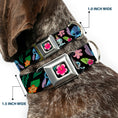 Load image into Gallery viewer, Lilo & Stitch Hibiscus Flower Full Color Black Pink Seatbelt Buckle Collar - OHANA MEANS FAMILY/Stitch & Scrump Poses/Tropical Flora Black/White/Multi Color
