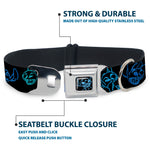 Stitch Pose Full Color Black/Neon Blue Seatbelt Buckle Collar - Electric Stitch Poses Black/Neon Blue