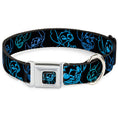 Load image into Gallery viewer, Stitch Pose Full Color Black/Neon Blue Seatbelt Buckle Collar - Electric Stitch Poses Black/Neon Blue
