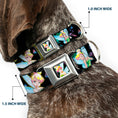 Load image into Gallery viewer, Glowing Tinker Bell Pose Full Color Seatbelt Buckle Collar - Glowing Tinker Bell Poses/Butterflies & Flowers Black/Multi Neon

