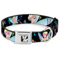 Load image into Gallery viewer, Glowing Tinker Bell Pose Full Color Seatbelt Buckle Collar - Glowing Tinker Bell Poses/Butterflies & Flowers Black/Multi Neon
