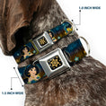 Load image into Gallery viewer, Aladdin Flower Motif Full Color Black/Gold Seatbelt Buckle Collar - Jasmine & Aladdin Carpet Ride/Jasmine Poses/Flowers
