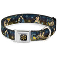 Load image into Gallery viewer, Aladdin Flower Motif Full Color Black/Gold Seatbelt Buckle Collar - Jasmine & Aladdin Carpet Ride/Jasmine Poses/Flowers
