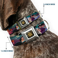 Load image into Gallery viewer, Aladdin Flower Motif Full Color Black/Gold Seatbelt Buckle Collar - Aladdin & Jasmine Scenes/Castle/Birds
