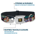 Load image into Gallery viewer, Aladdin Flower Motif Full Color Black/Gold Seatbelt Buckle Collar - Aladdin & Jasmine Scenes/Castle/Birds
