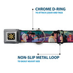 Aladdin Flower Motif Full Color Black/Gold Seatbelt Buckle Collar - Aladdin & Jasmine Scenes/Castle/Birds