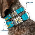 Load image into Gallery viewer, Olaf Face Frozen Sun Full Color Seatbelt Buckle Collar - Olaf Pose I LOVE WARM HUGS Stripe Blues
