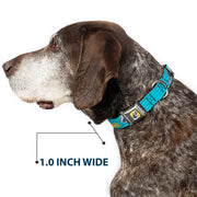 Olaf Face Frozen Sun Full Color Seatbelt Buckle Collar - Olaf Pose I LOVE WARM HUGS Stripe Blues