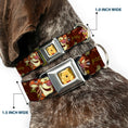 Load image into Gallery viewer, Winnie the Pooh Face Full Color Radial Brown Fade Seatbelt Buckle Collar featuring Pooh and friends on a dog.
