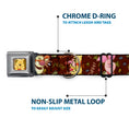 Load image into Gallery viewer, Winnie the Pooh Face Full Color Radial Brown Fade Seatbelt Buckle Collar featuring Pooh and friends, with chrome D-ring and a
