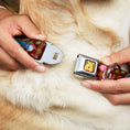 Load image into Gallery viewer, Winnie the Pooh Face Full Color Radial Brown Fade Seatbelt Buckle Collar featuring colorful character poses, held by hands on
