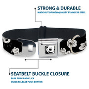 Mickey Mouse Face2 CLOSE-UP Full Color Black White Seatbelt Buckle Collar - Mickey Mouse Expressions Scattered Black/White