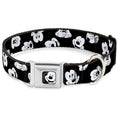 Load image into Gallery viewer, Mickey Mouse Face2 CLOSE-UP Full Color Black White Seatbelt Buckle Collar - Mickey Mouse Expressions Scattered Black/White
