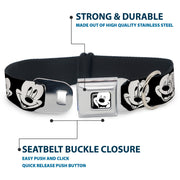 Mickey Mouse Face3 CLOSE-UP Full Color Black/White Seatbelt Buckle Collar - Mickey Mouse Expressions CLOSE-UP Black/White