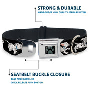 Dalmatian Paw Full Color Black Gray Seatbelt Buckle Collar - Dalmatians Running/Paws Black/Gray/White/Black