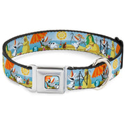 Olaf Tanning Pose Full Color Seatbelt Buckle Collar - Olaf Summertime Beach Scenes