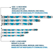 Ariel Sketch2 Pose Full Color Blue Seatbelt Buckle Collar - Ariel Poses/Shells Sketch Blue/White