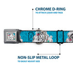 Ariel Sketch2 Pose Full Color Blue Seatbelt Buckle Collar - Ariel Poses/Shells Sketch Blue/White