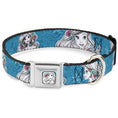 Load image into Gallery viewer, Ariel Sketch2 Pose Full Color Blue Seatbelt Buckle Collar - Ariel Poses/Shells Sketch Blue/White
