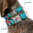 Load image into Gallery viewer, Ariel Face6 Turquoise Full Color Blues Seatbelt Buckle Collar - Ariel Poses Coral & Castle Blues/Reds
