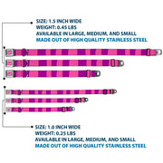 Cheshire Cat Face Full Color Pink Seatbelt Buckle Collar - Cheshire Cat Stripe Pink/Purple