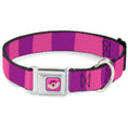 Load image into Gallery viewer, Cheshire Cat Face Full Color Pink Seatbelt Buckle Collar - Cheshire Cat Stripe Pink/Purple
