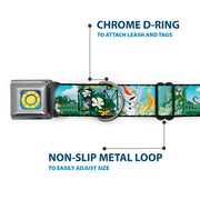 Frozen Sun2 Royal Full Color Blue/Yellows Seatbelt Buckle Collar - Olaf Garden Scenes
