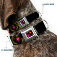 Load image into Gallery viewer, Dog Collar DYFV-Frozen Tulip Full Color Black/Pink/Red/Orange - ANNA Poses/Anna Monogram Heart Cameo Pinks/Yellow - WIDE-Medium
