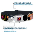 Load image into Gallery viewer, Dog Collar DYFV-Frozen Tulip Full Color Black/Pink/Red/Orange - ANNA Poses/Anna Monogram Heart Cameo Pinks/Yellow - WIDE-Medium
