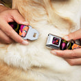 Load image into Gallery viewer, Dog Collar DYFV-Frozen Tulip Full Color Black/Pink/Red/Orange - ANNA Poses/Anna Monogram Heart Cameo Pinks/Yellow - WIDE-Medium
