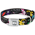 Load image into Gallery viewer, Southlake Paws Big Hero 6 Name Blocks Seatbelt Buckle Collar features colorful characters on a black background.
