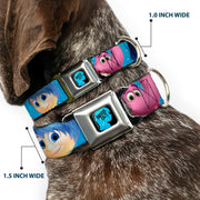 INSIDE OUT/Riley Silhouette Full Color Black/Sparkle Blue Seatbelt Buckle Collar - INSIDE OUT 6-Character Pose Sparkle Blue/White