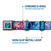 INSIDE OUT/Riley Silhouette Full Color Black/Sparkle Blue Seatbelt Buckle Collar - INSIDE OUT 6-Character Pose Sparkle Blue/White